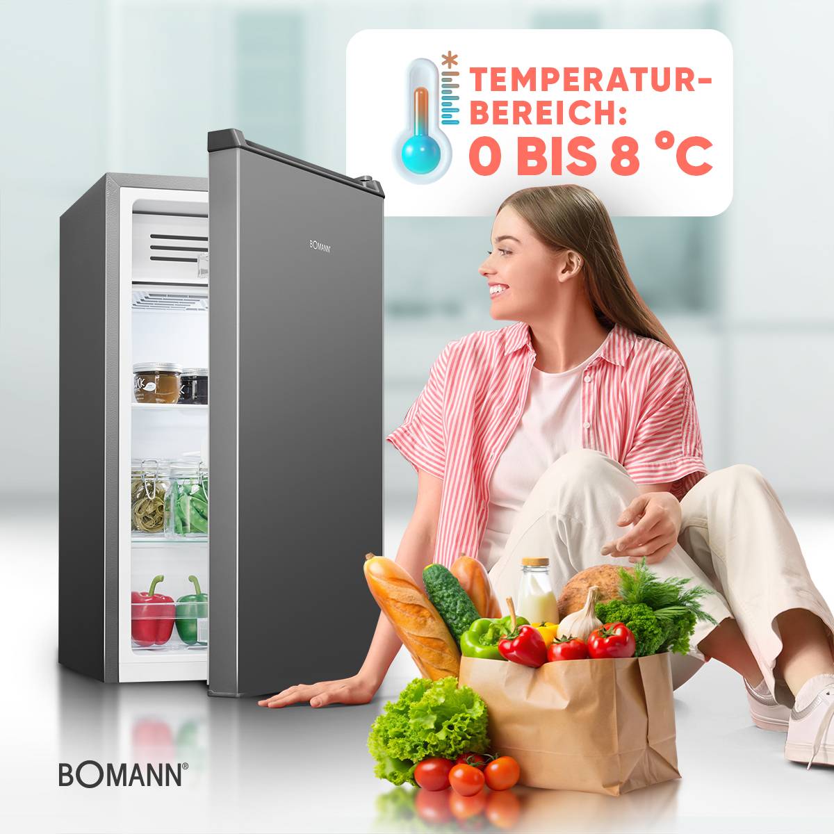 Bomann KS 7257 Kühlschrank EEK: E (A - G) 83 l Standgerät Graphit-2