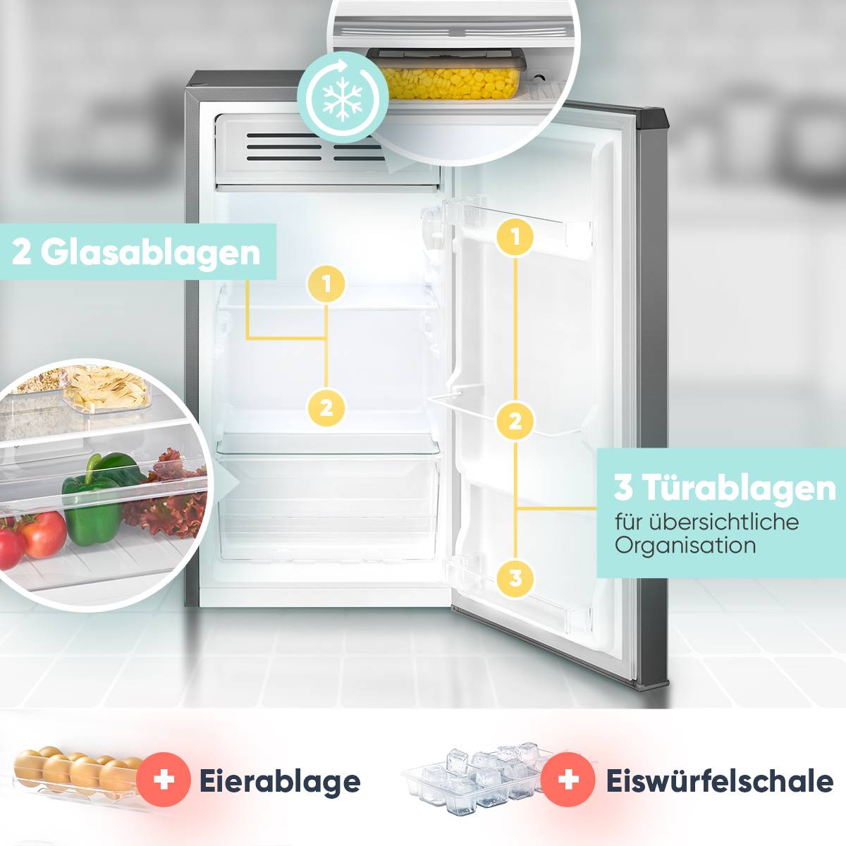 Bomann KS 7257 Kühlschrank EEK: E (A - G) 83 l Standgerät Graphit-3