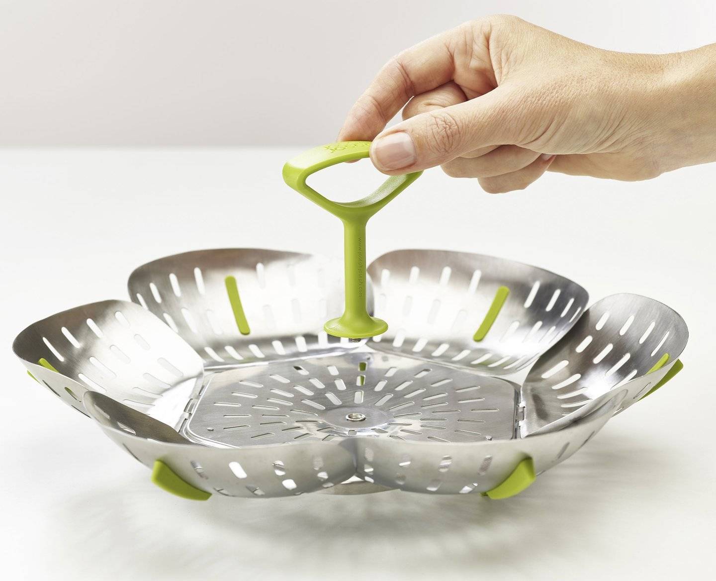 Joseph Joseph Bloom Steel Folding Steamer Basket, Einzelner Dampfgarerkorb, Edelstahl, Edelstahl, 16-1