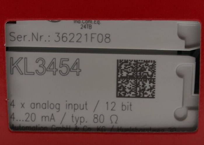 Beckhoff KL3454, Busklemme, 4-Kanal-Analog-Eingang, Strom, 4…20 mA, 12 Bit, single-ended-1