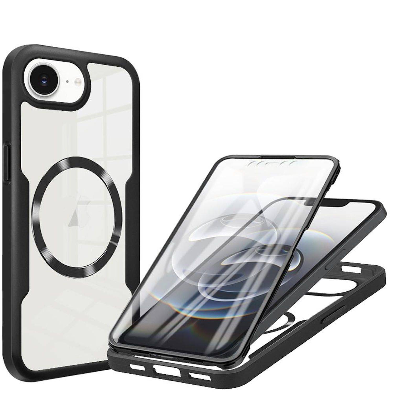 Handyhülle für Apple iPhone 17e / 16e Full Cover 360 Acrylic Hybrid TPU Schwarz-0