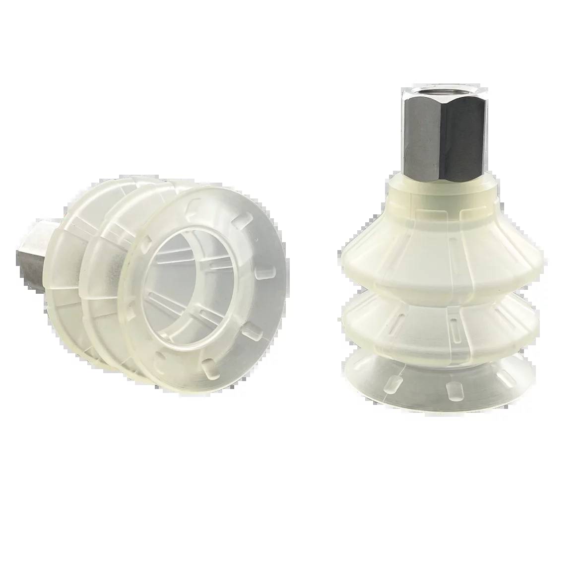 FIPA 20.042.208.18, Balgensauger Ø 42 mm (2,5 Balgen) TPU transparent, mit Anschluss G1/4-IG