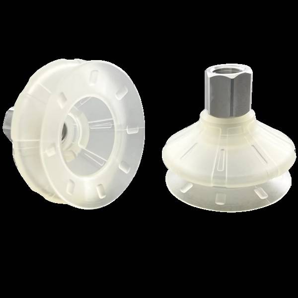 FIPA 22.054.349.18, Balgensauger Ø 54 mm (1,5 Balgen) TPU transparent, mit Anschluss G1/4-IG