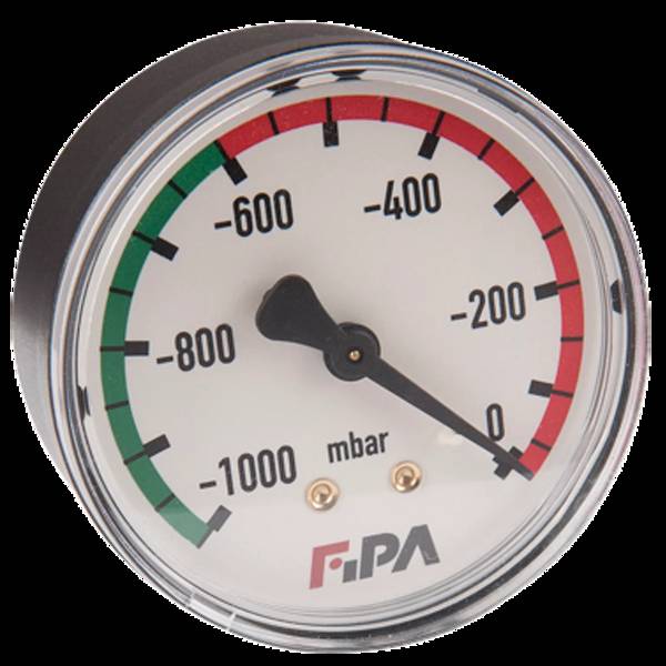 FIPA 91.003, Vakuum-Meter Ø 63 mm, G1/4-AG (hinten) Gehäuse: Kunststoff schwarz