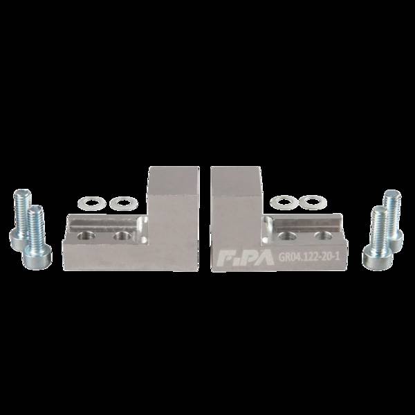 FIPA GR04.122-20-1, Greifbackensatz für 2 Finger Parallelgreifer Aluminium, Länge 33 mm