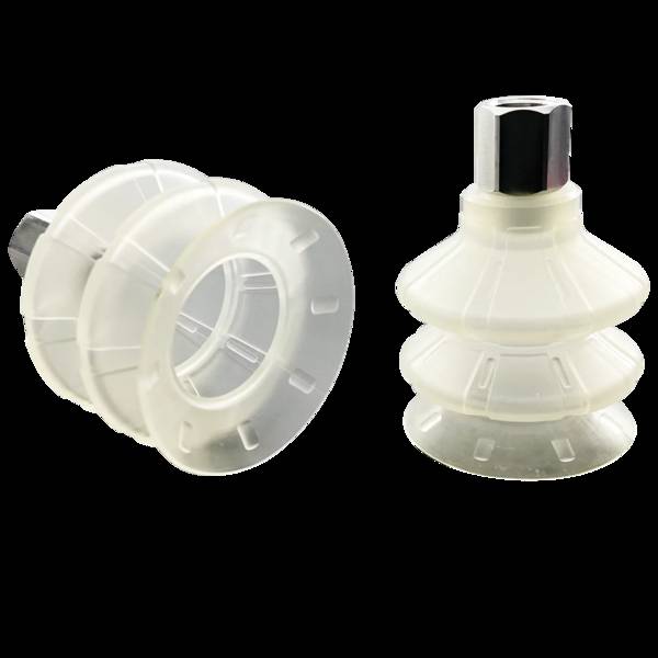 FIPA 20.052.210.18, Balgensauger Ø 52 mm (2,5 Balgen) TPU transparent, mit Anschluss G1/4-IG
