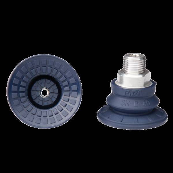 FIPA 22.040.177.1, Balgensauger Ø 42 mm (1,5 Balgen) NBR blau, mit Anschluss G1/4-AG