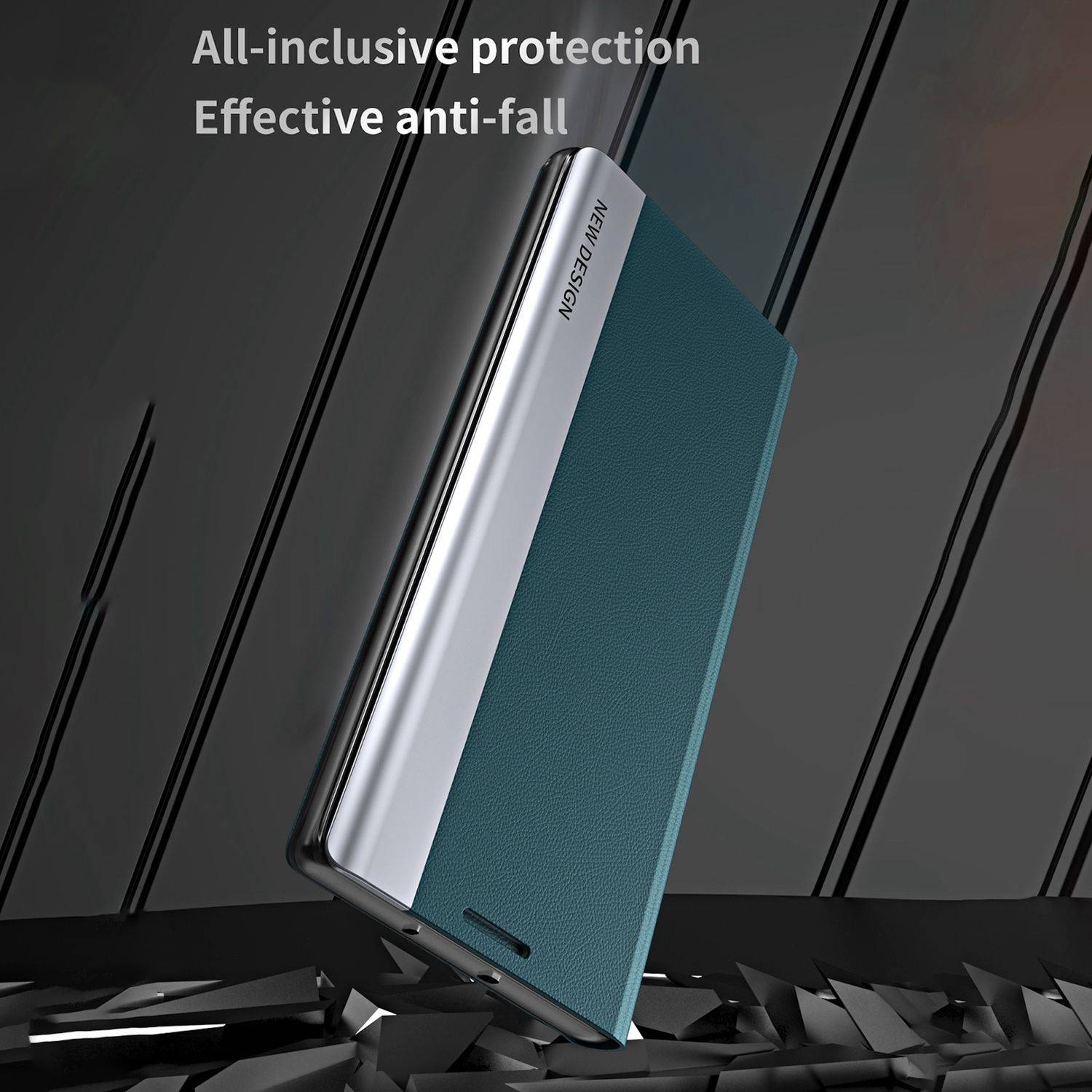 Handyhülle für Apple iPhone 17e / 16e Flip Kunstleder Schutz Cover Hülle Schwarz-4