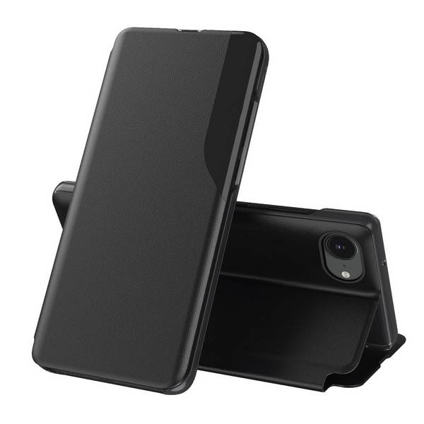 Handyhülle für Apple iPhone 16e Flip Schutz Hülle mit Side Window View Schwarz
