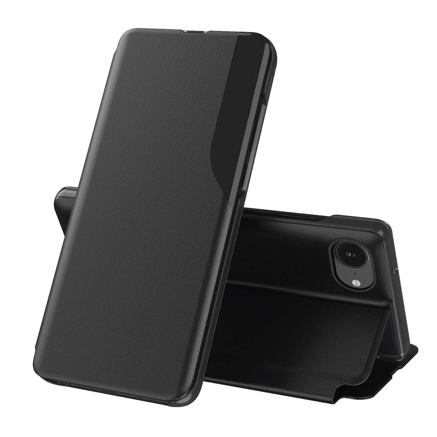 Handyhülle für Apple iPhone 16e Flip Schutz Hülle mit Side Window View Schwarz-0