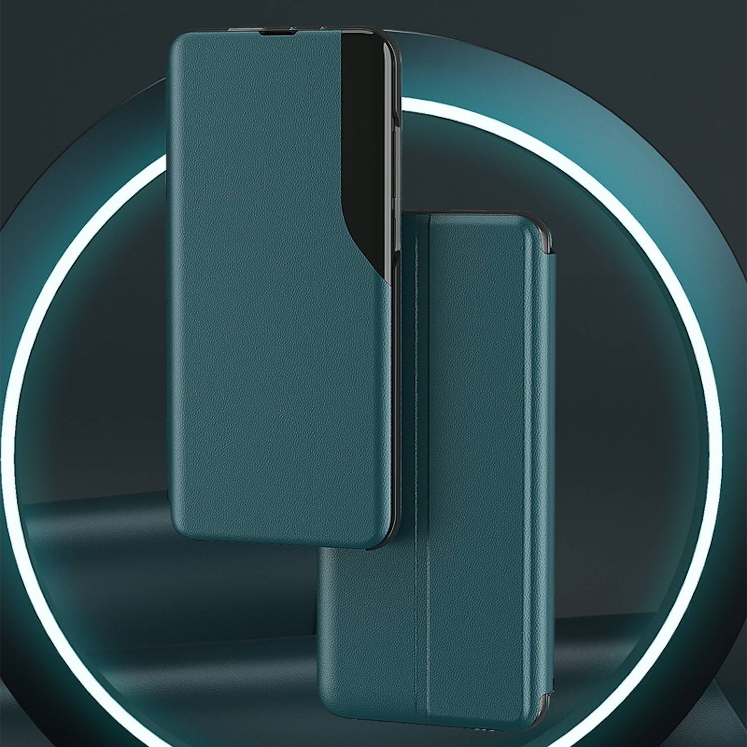 Handyhülle für Apple iPhone 16e Flip Schutz Hülle mit Side Window View Schwarz-1