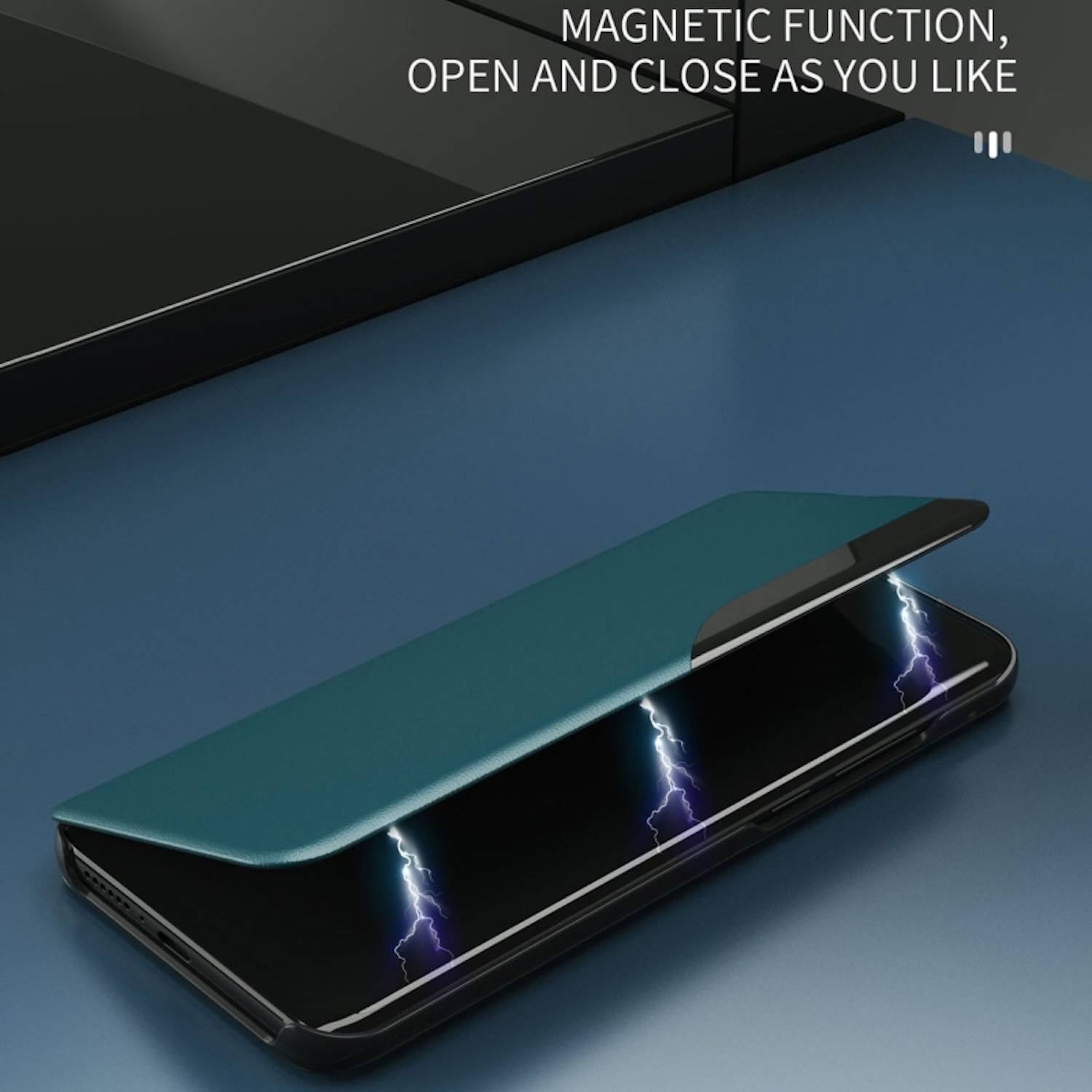 Handyhülle für Apple iPhone 16e Flip Schutz Hülle mit Side Window View Schwarz-4