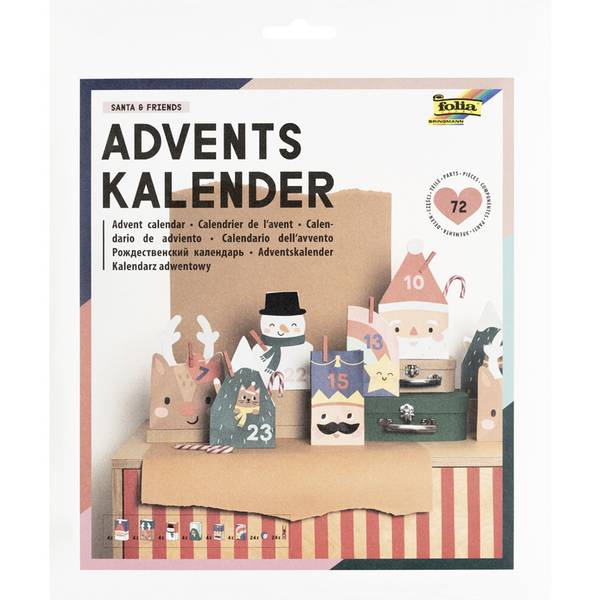 Adventskalender SANTA & FRIENDS mehrfarbig