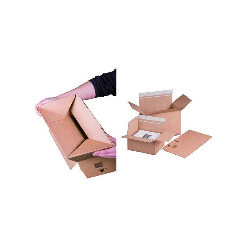 Fix-Aufrichtekarton mit Selbstklebeverschluss und Aufreißfaden 350x256x135 mm