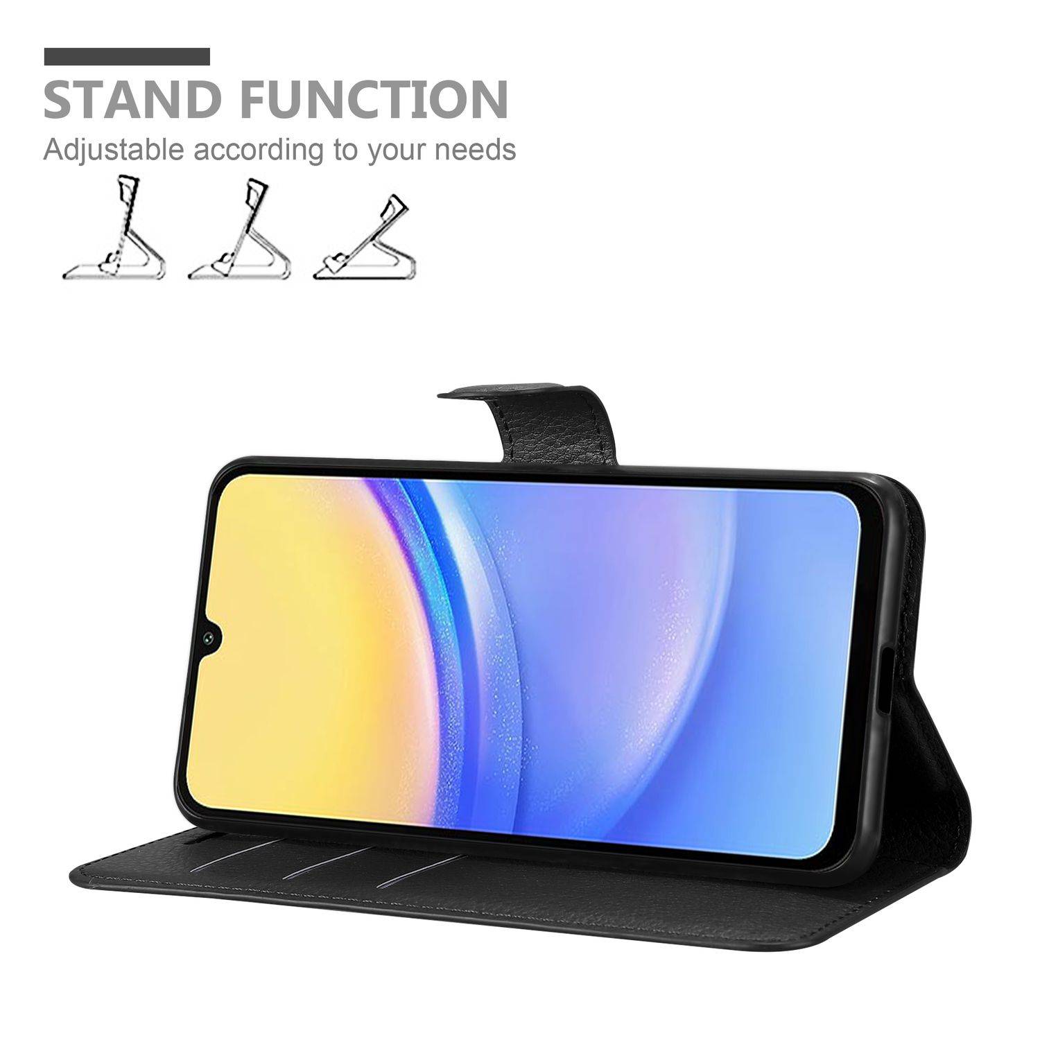 Cadorabo Hülle für Samsung Galaxy A16 Schutz Hülle in Schwarz Handyhülle Etui Case Cover Magnetverschluss-1