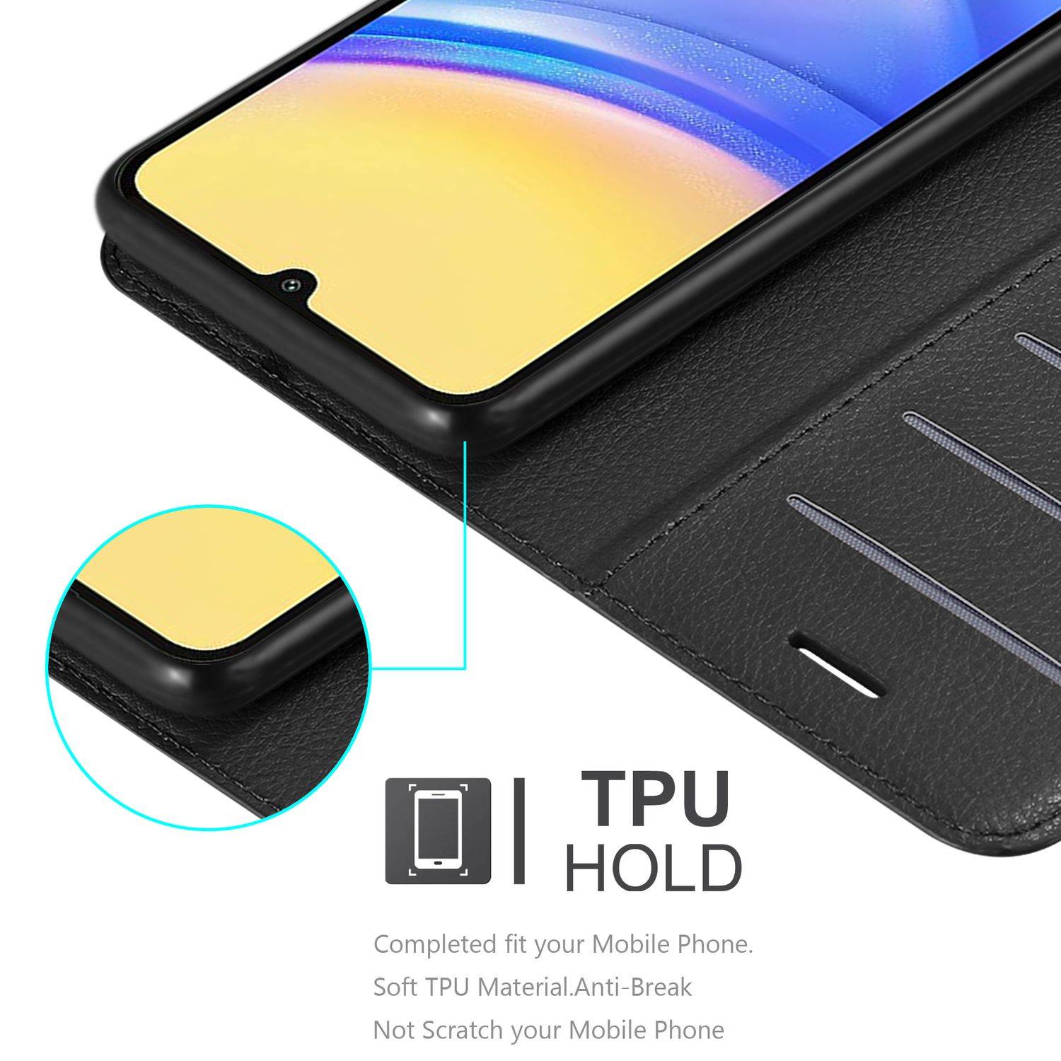 Cadorabo Hülle für Samsung Galaxy A16 Schutz Hülle in Schwarz Handyhülle Etui Case Cover Magnetverschluss-3