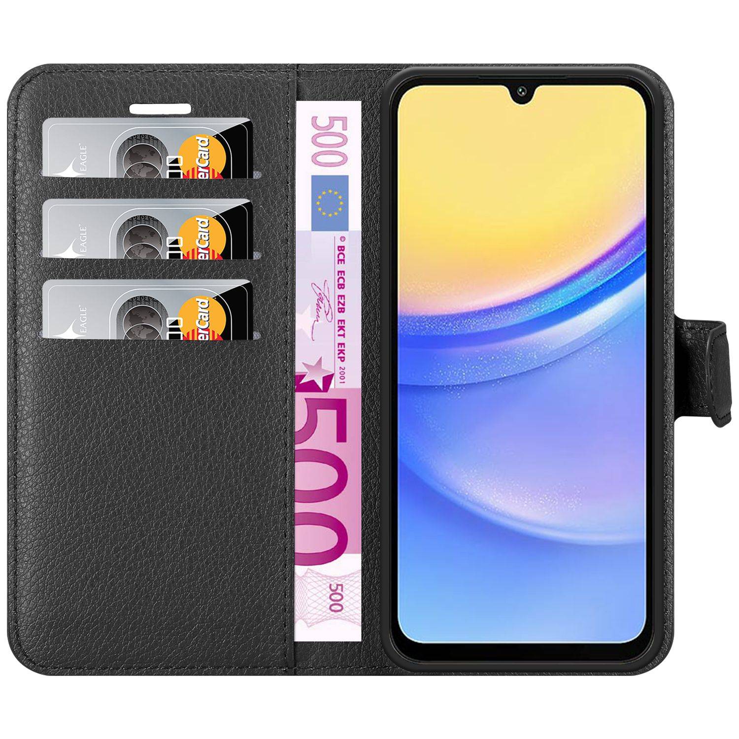 Cadorabo Hülle für Samsung Galaxy A16 Schutz Hülle in Schwarz Handyhülle Etui Case Cover Magnetverschluss-4