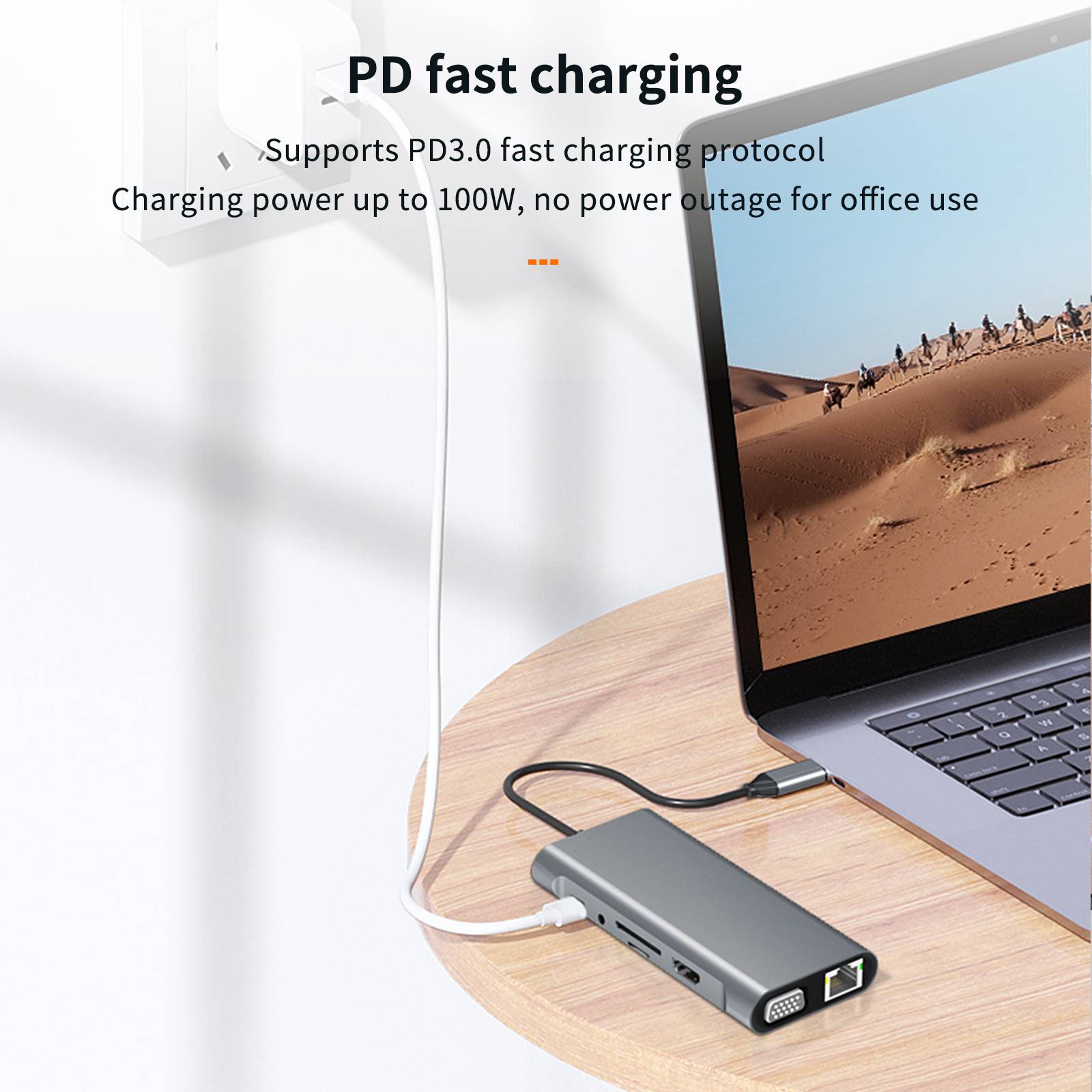 USB-C Hub Dockingstation-11 | USB-C zu HDMI, USB 3.0, SD/TF, VGA, USB-C, LAN-4
