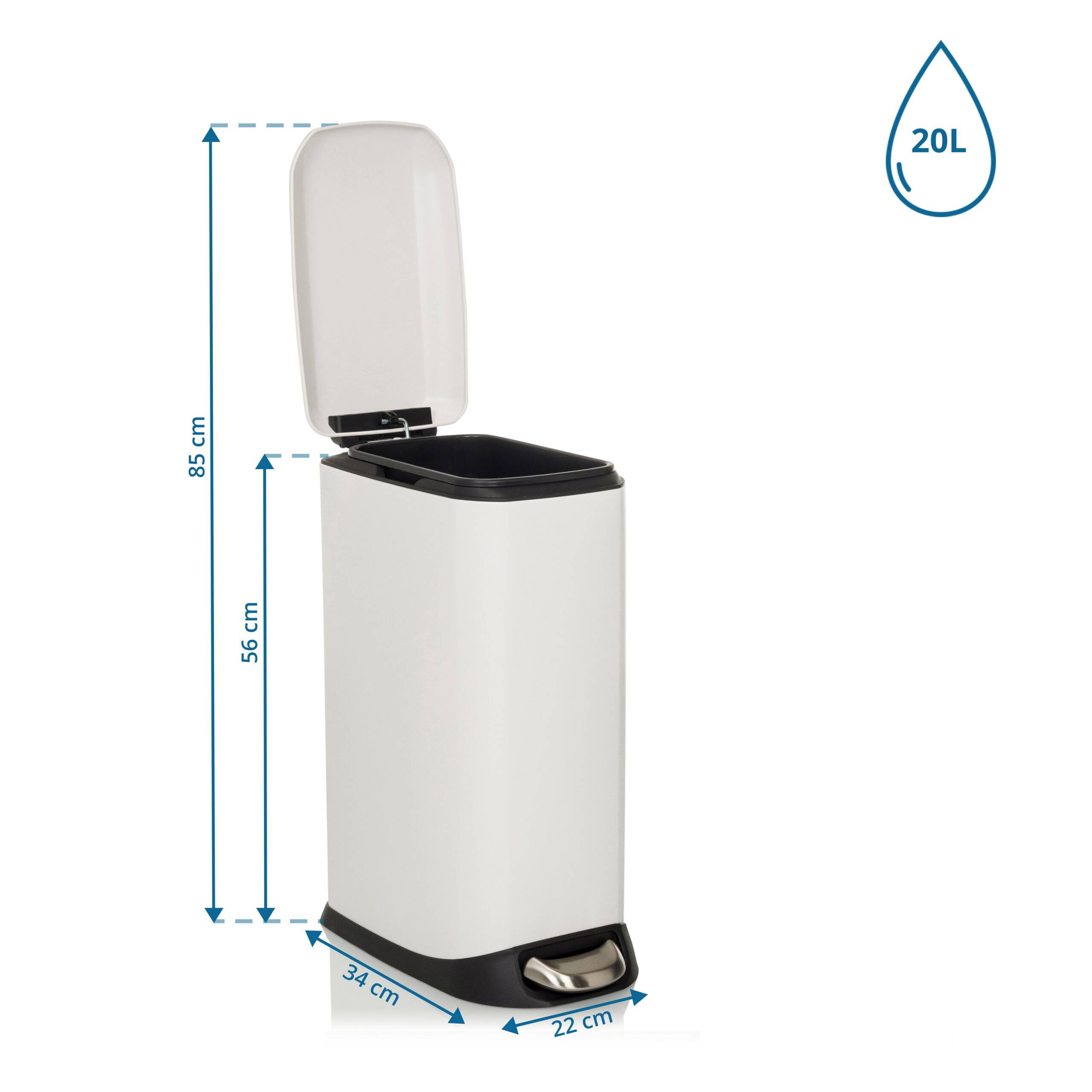 Abfallsammler Mülleimer CLEAN SLIM 20L Stahl weiß hjh OFFICE-1