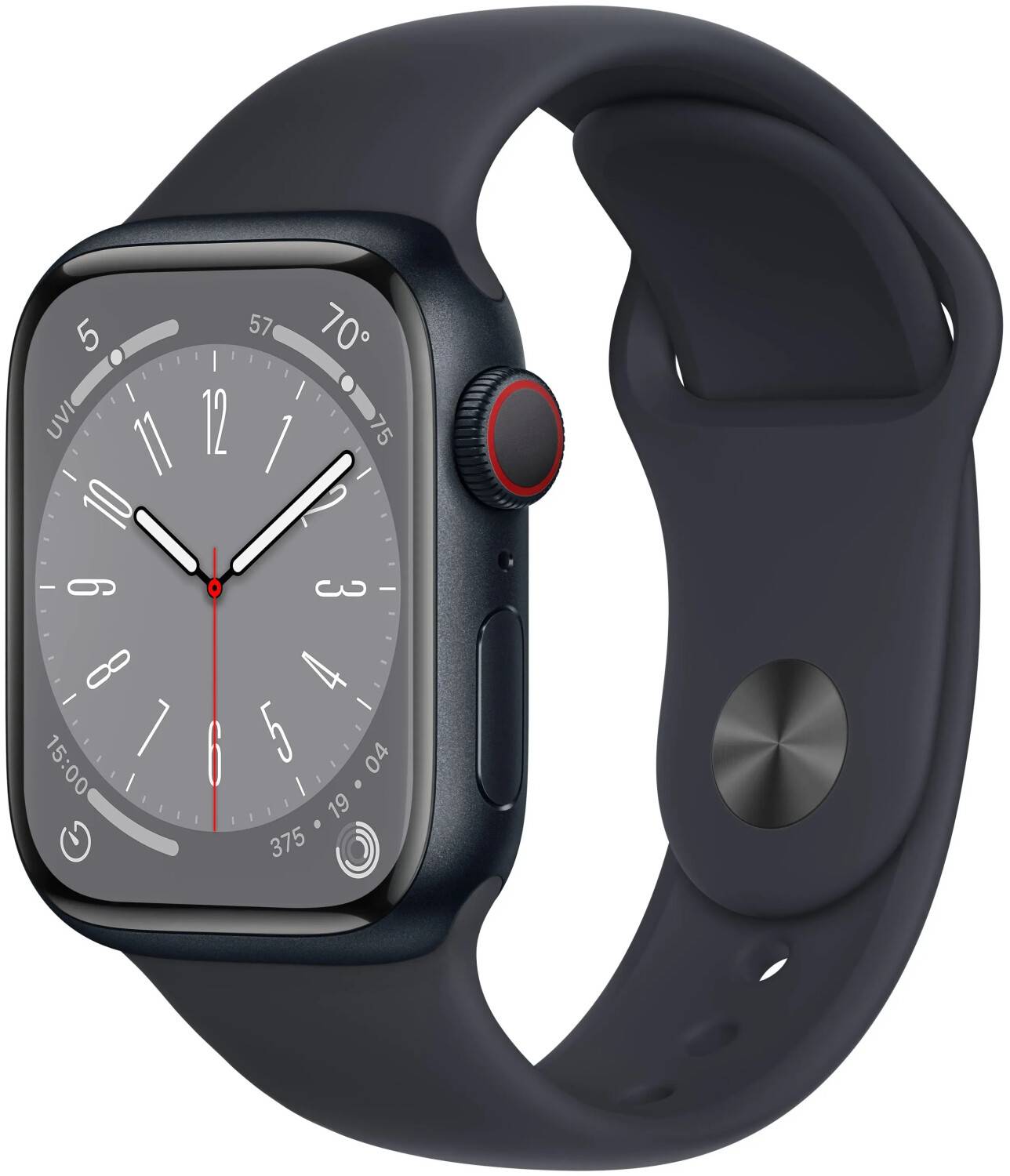 Apple Watch 8 GPS Alu Midnight 41mm Black Silicon Band-0