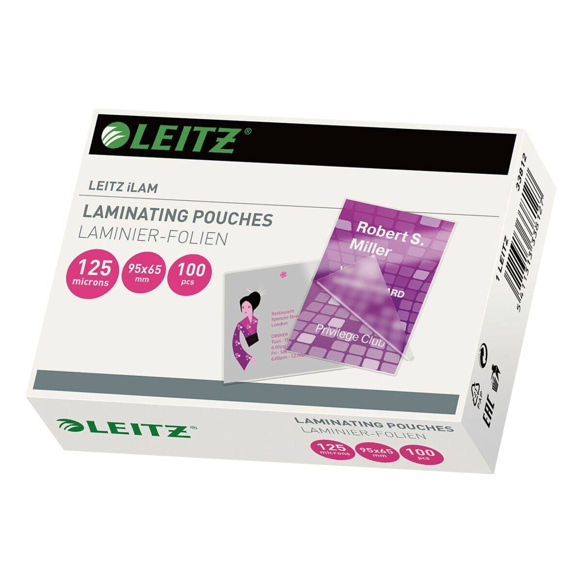Leitz Laminierfolien iLAM Sonderformat (95x65 mm) 100 Stück 125 mic-0