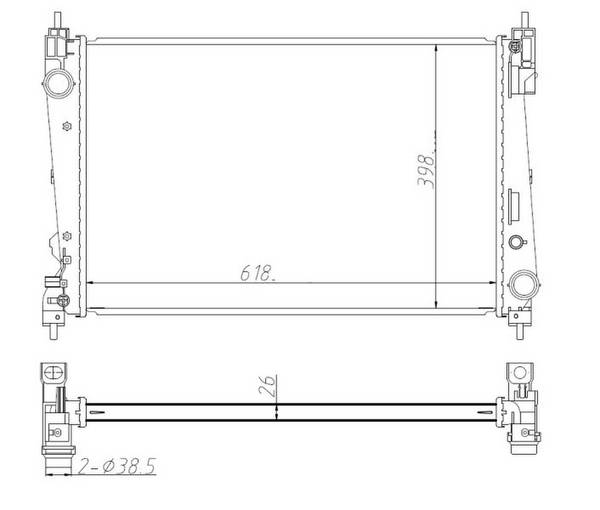 Kühler Motorkühlung Kühlrippen gelötet 620 - 395 mm Alu NRF für u.a. FIAT DOBLO