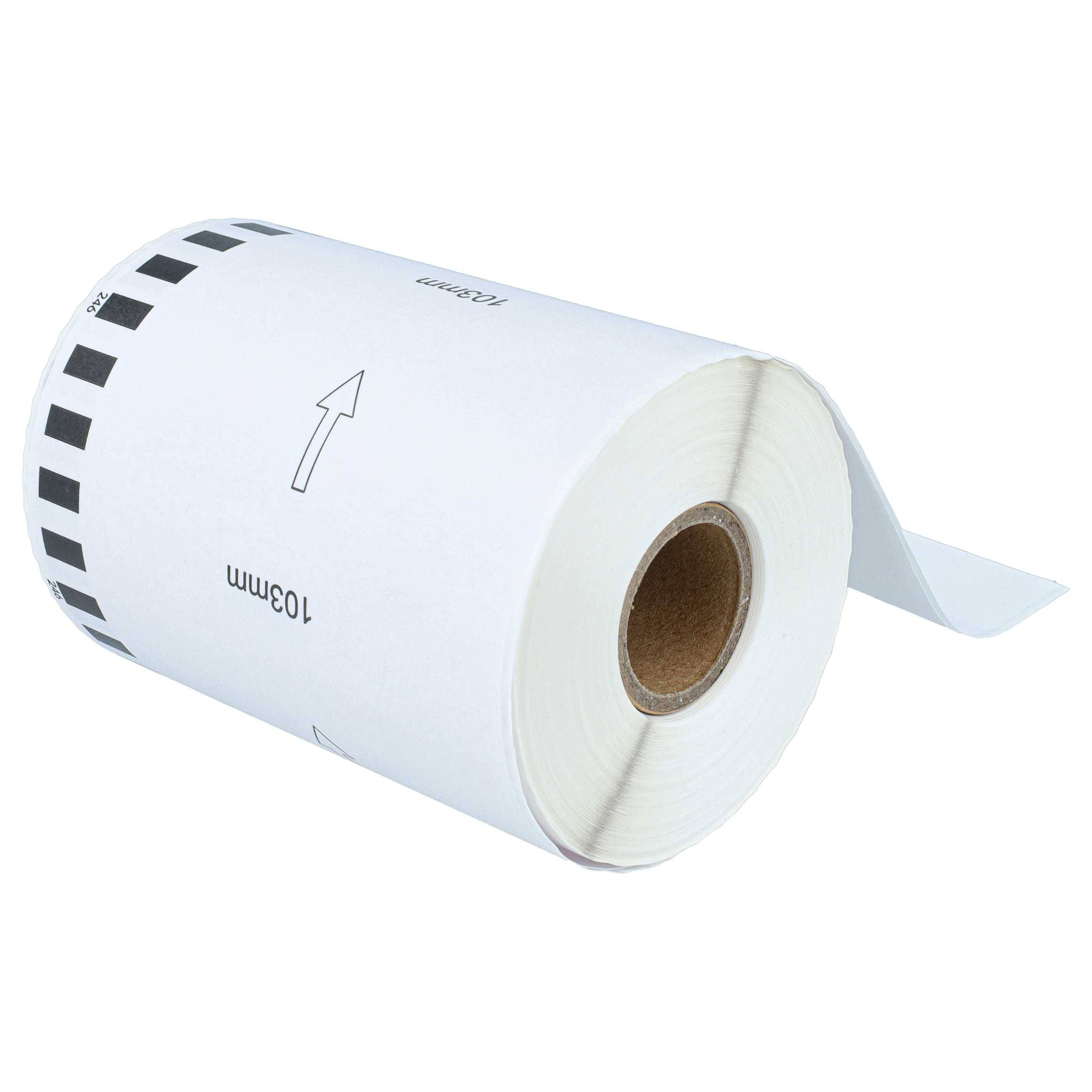vhbw Etiketten-Rolle 103mm x 30,48m kompatibel mit Brother P-Touch QL 1060 NX, QL 1100, QL 1100 C Etiketten-Drucker --1