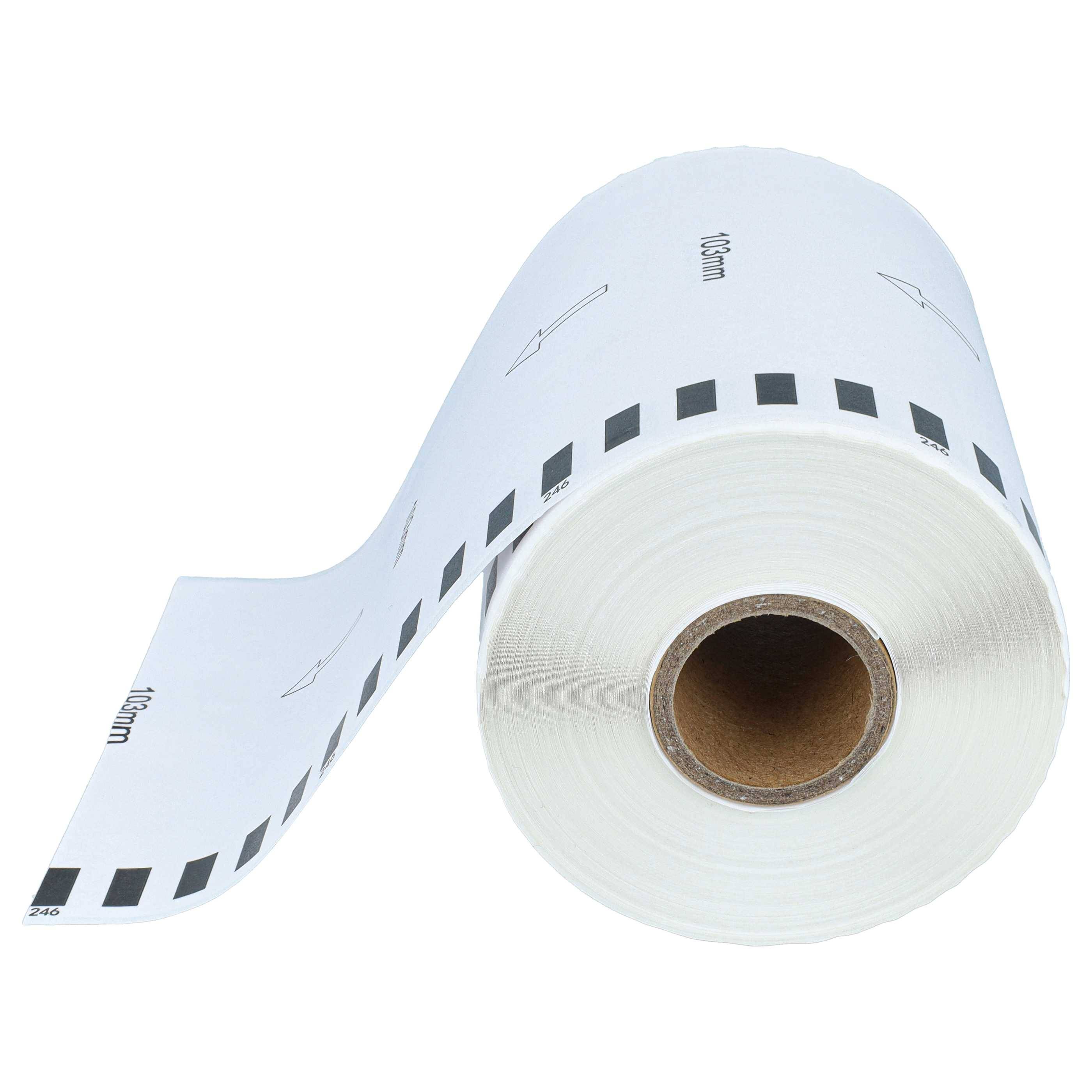 vhbw Etiketten-Rolle 103mm x 30,48m kompatibel mit Brother P-Touch QL 1060 NX, QL 1100, QL 1100 C Etiketten-Drucker --2