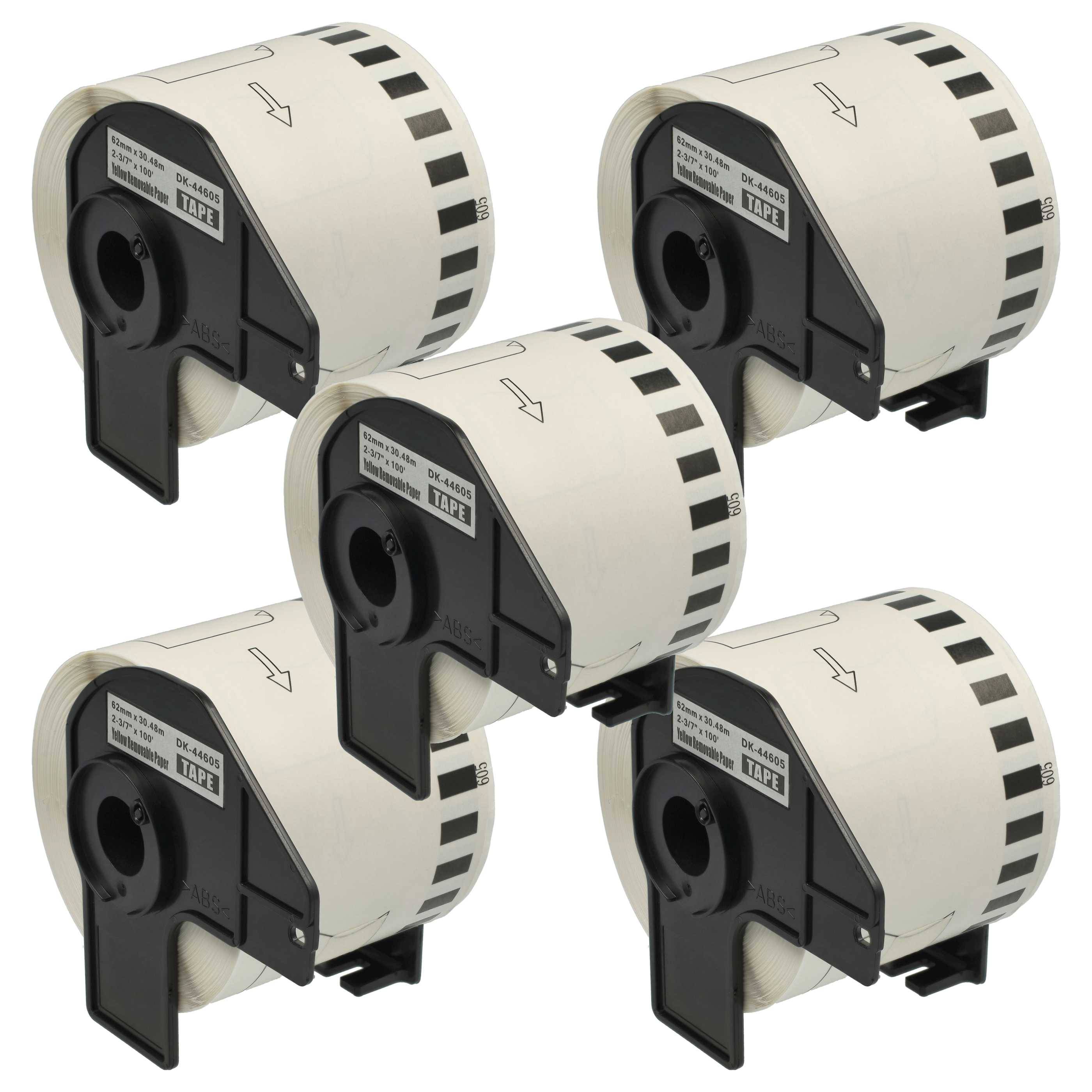 vhbw 5x Etiketten-Rolle mit Halter 62mm x 30,48m kompatibel mit Brother P-Touch QL1060N Etiketten-Drucker --0