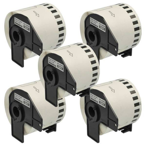 vhbw 5x Etiketten-Rolle mit Halter 62mm x 30,48m kompatibel mit Brother P-Touch QL-1100 Etiketten-Drucker -