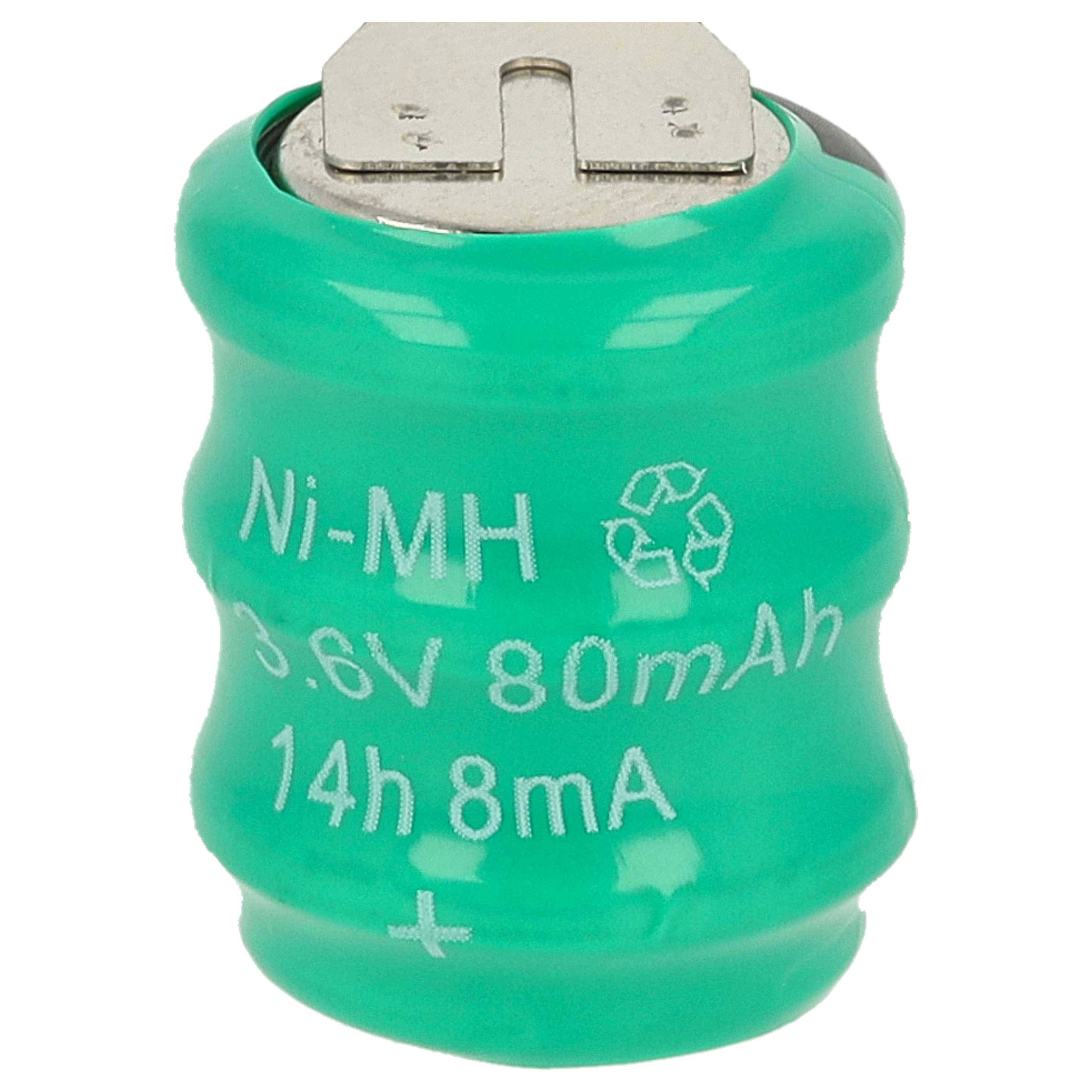 vhbw 5x NiMH Ersatz Knopfzellen-Akku Typ V80H 3-Pins 80mAh 3,6V | kompatibel mit Modellbau-Akkus, Solar-Leuchten uvm.-3