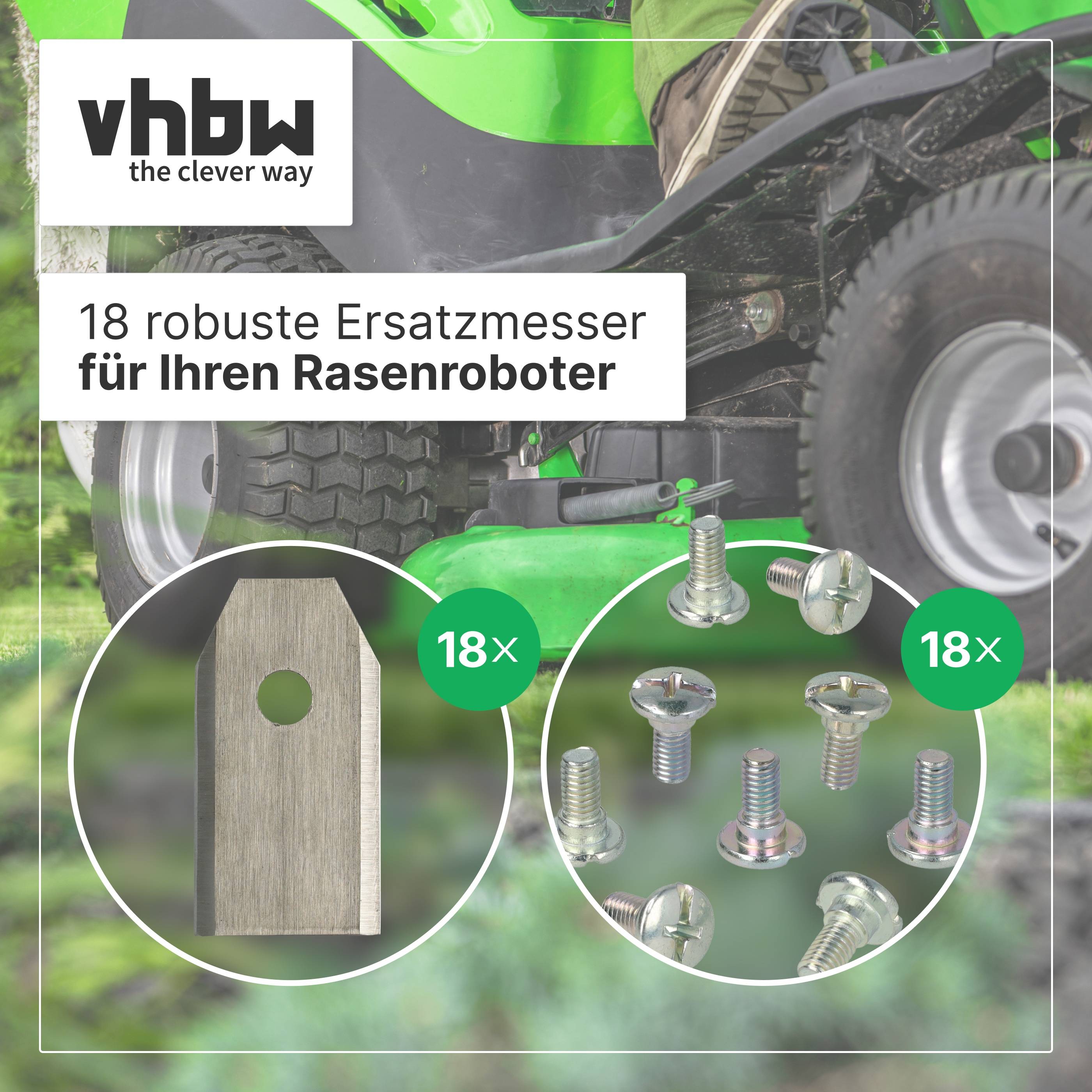 vhbw 18x Ersatz-Messer kompatibel mit Worx WR153E L | WR155E Rasenmäher - Ersatzklinge Silber, Stahl-2