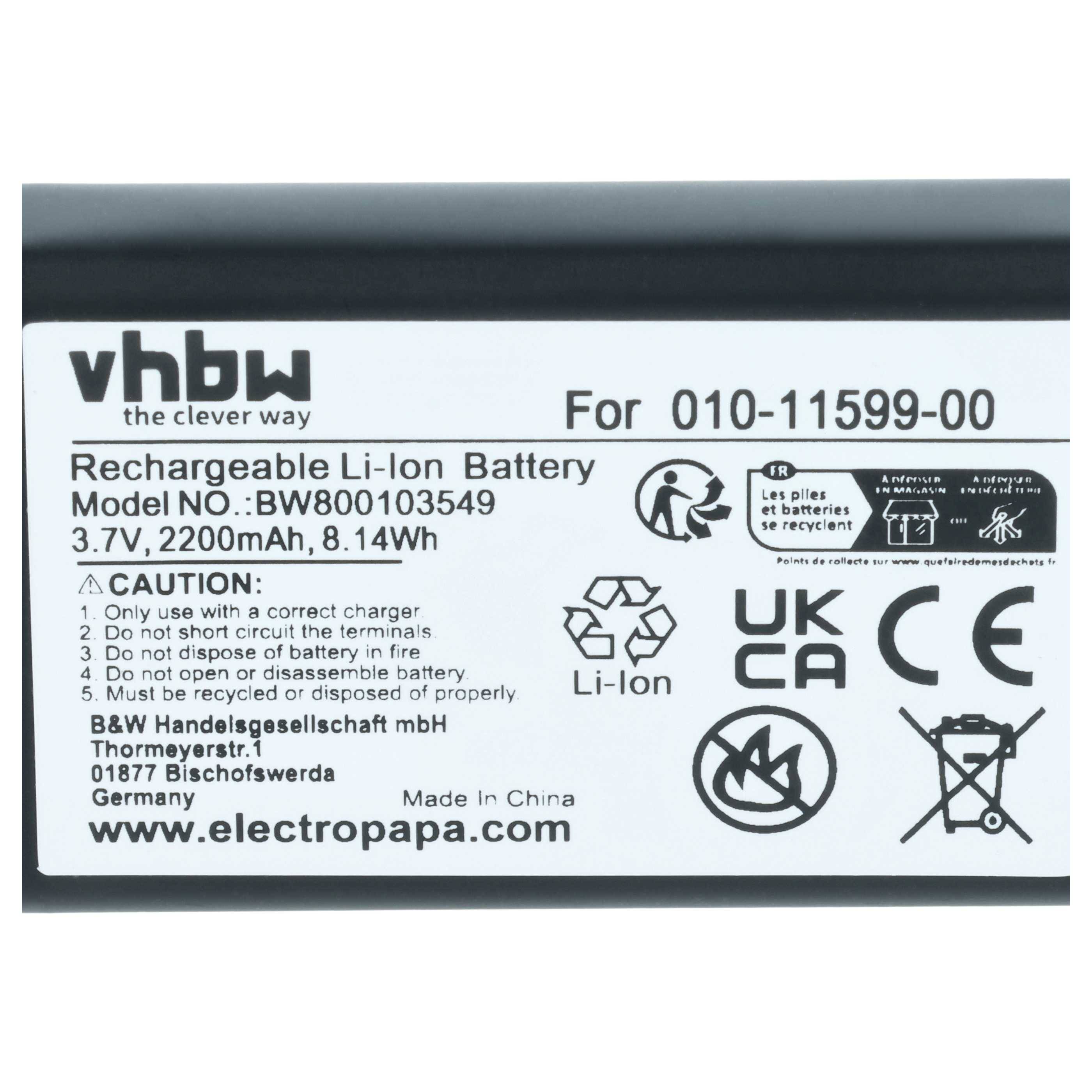 vhbw Akku kompatibel mit Garmin Alpha 100 handheld | GPS Navigation Navi (2200 mAh, 3,7 V, Li-Ion)-3