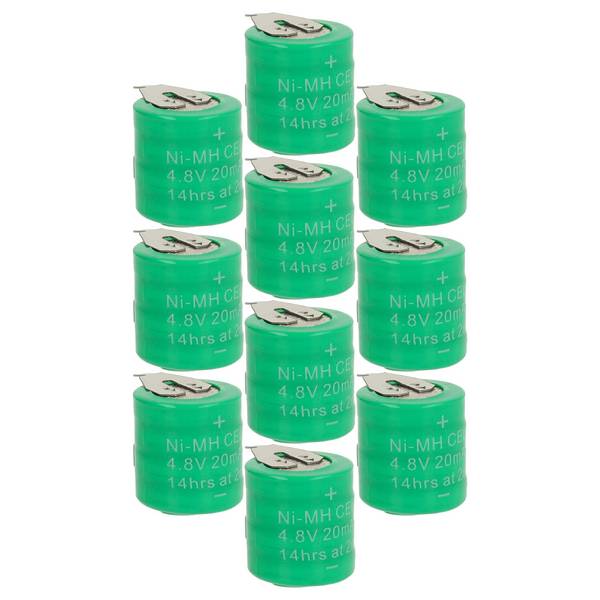 vhbw 10x NiMH Ersatz Knopfzellen-Akku Typ 4/V15H 2-Pins 20mAh 4,8V kompatibel mit Modellbau-Akkus, Solar-Leuchten uvm.