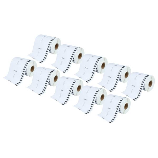 vhbw 10x Etiketten-Rolle mit Halter 103mm x 30,48m kompatibel mit Brother P-Touch QL 1110 NWBc Etiketten-Drucker -