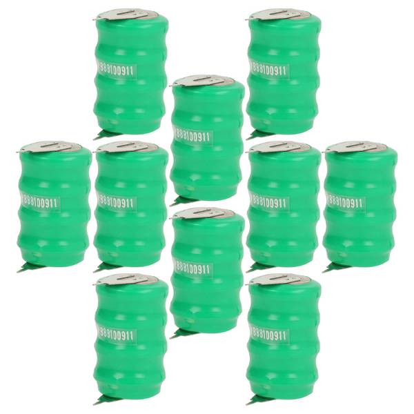 vhbw 10x NiMH Ersatz Knopfzellen-Akku Typ V80H 2-Pins 80mAh 4,8V kompatibel mit Modellbau-Akkus, Solar-Leuchten uvm.