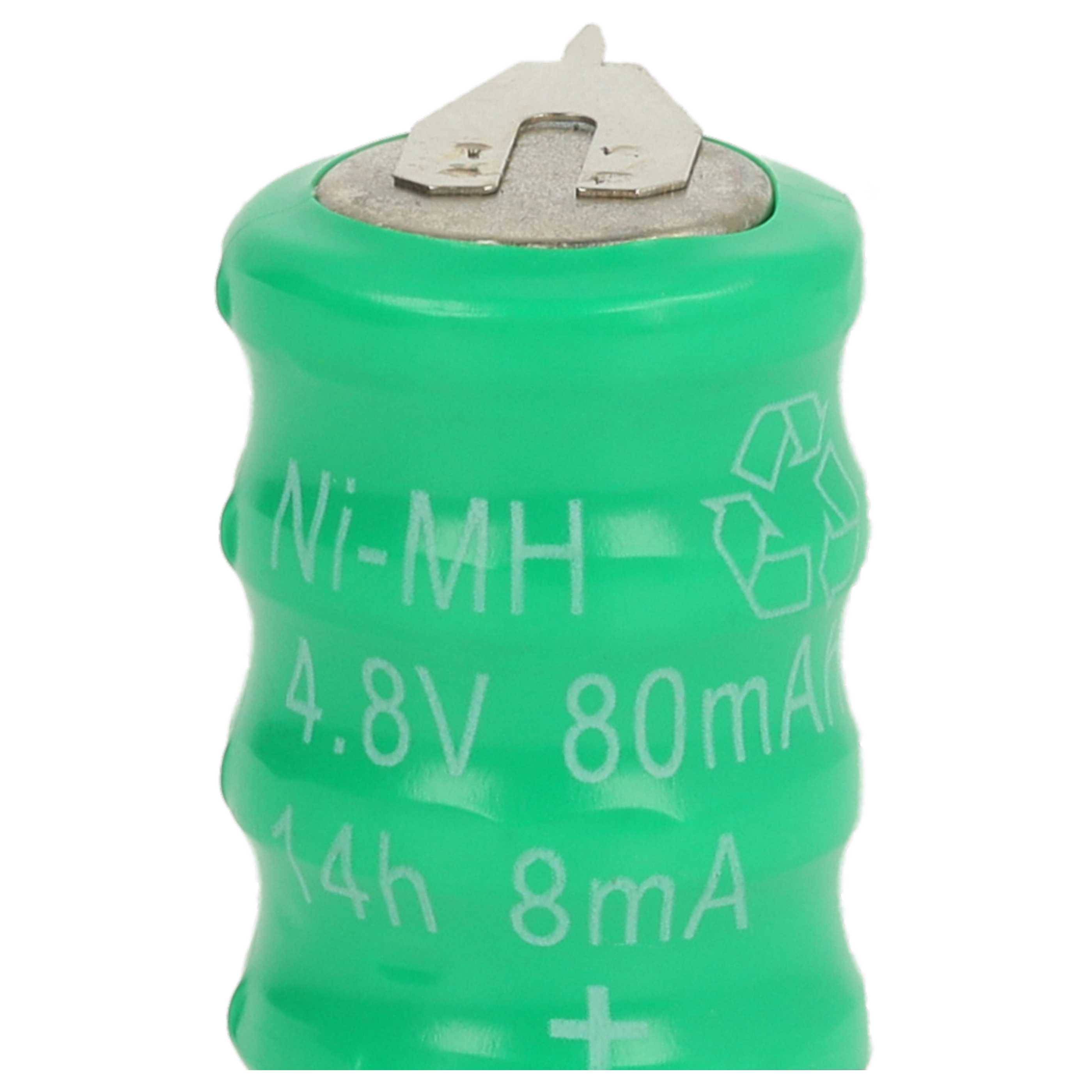 vhbw 10x NiMH Ersatz Knopfzellen-Akku Typ V80H 2-Pins 80mAh 4,8V kompatibel mit Modellbau-Akkus, Solar-Leuchten uvm.-3