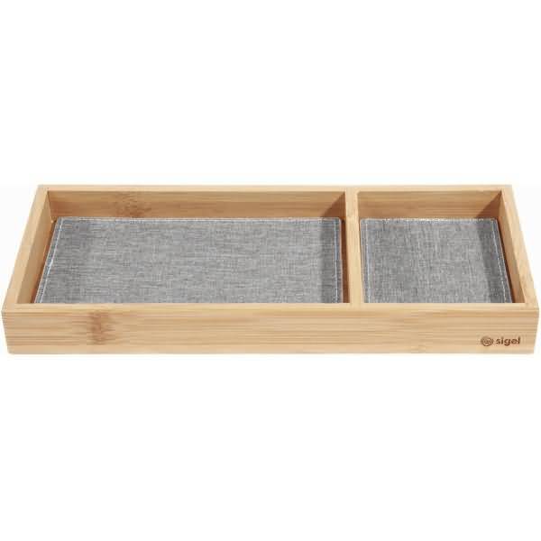 Zubehörablage Bambus 245x25x109mm Textileinleger hellgrau-schwarz-1
