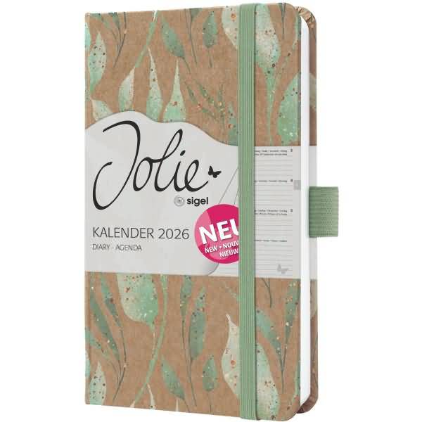 Wochenkalender Jolie ca. A6 Hardcover Sparkle Leaves 2026-0
