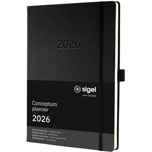 Wochenkalender Conceptum A4+ vertikales Layout schwarz 2026-0