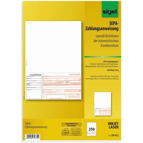 PC-SEPA-Zahlungsanweisung AT A4 90g 250 Blatt für österreichische Kreditinstitute-1