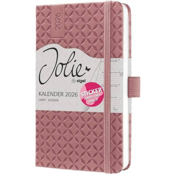 Wochenkalender Jolie ca. A6 Hardcover dusty red 2026-0