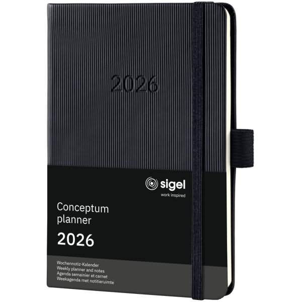 SIGEL C2615 Wochennotiz-Kalender Conceptum 2026, ca. A6, Hardcover, schwarz-1