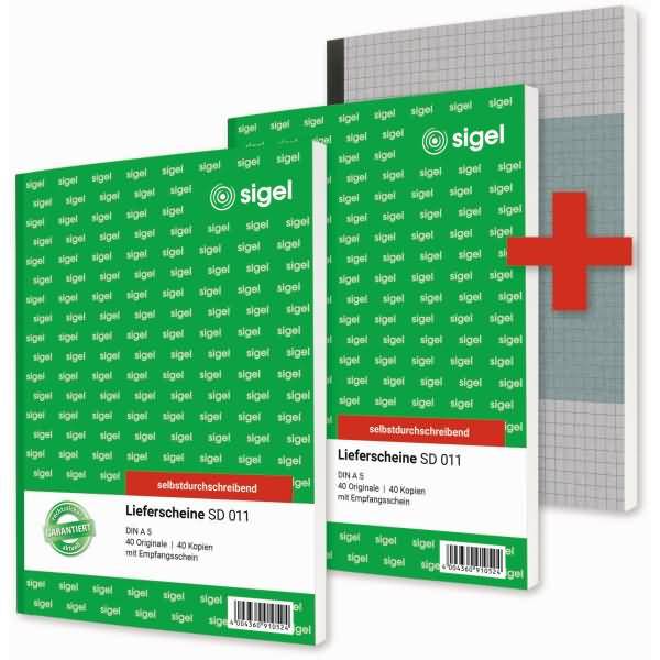 SIGEL - AKTION 2 Lieferschein mit Empfangsschein Formularbücher+ GRATIS 1 - A5-0