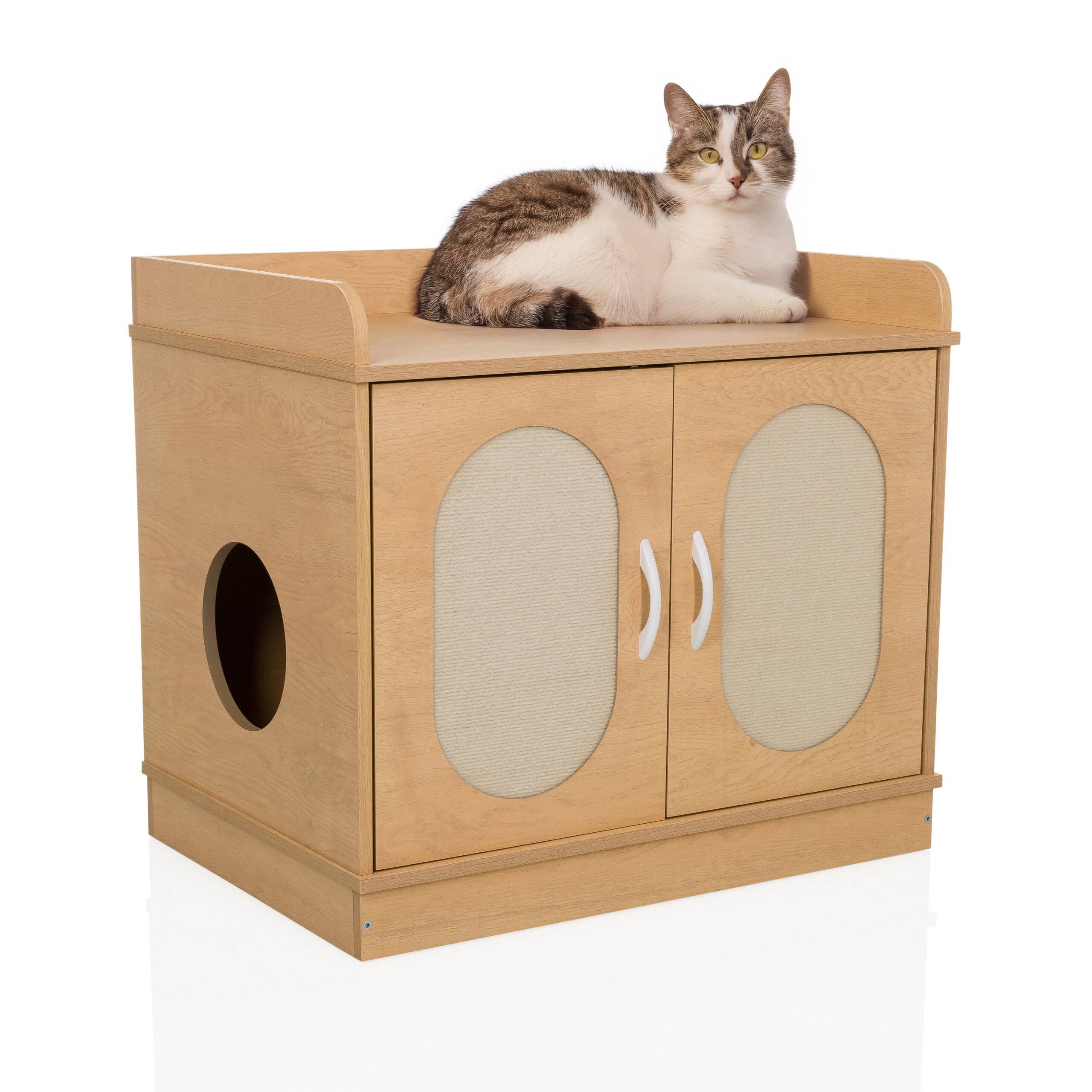 Katzenhaus Kommode KITTYHOME 2 75x53x66,5 cm buche hjh LIVING-2