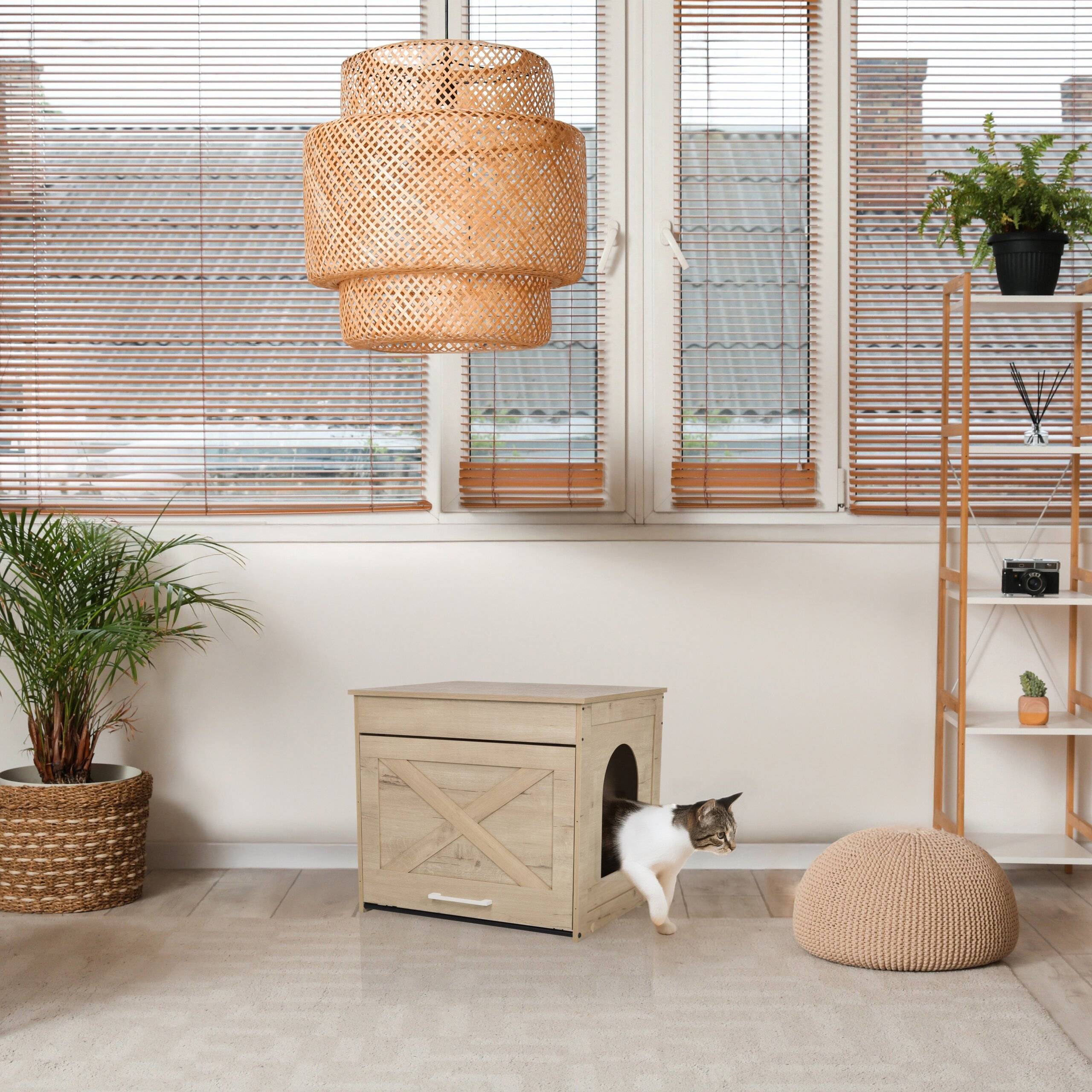 Katzenbox Katzenhöhle KITTY PAWBOX 1 60x50x53,5 cm eiche hjh LIVING-4