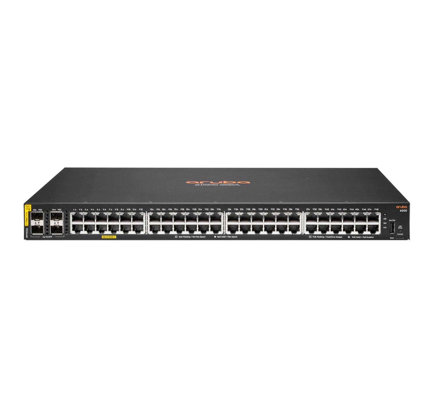 HPE Aruba Networking CX 6000 48G Class4 PoE 4SFP 740W Switch - Switch - L3 - managed - 48 x 10/100/1000 (PoE)-3