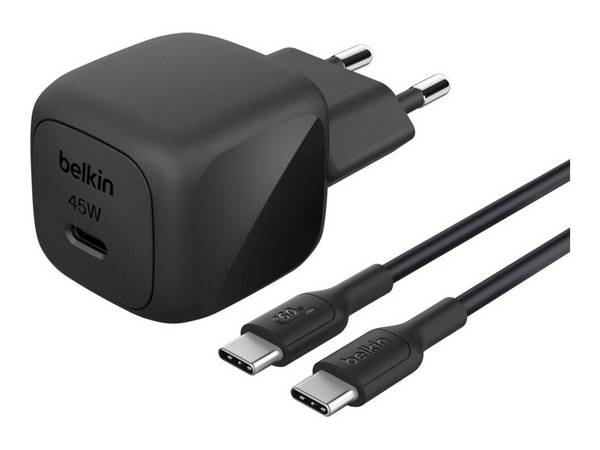 Belkin BoostCharge - Netzteil - kompakt - 45 Watt - Power Delivery 3.1, Fast Charge (24 pin USB-C)