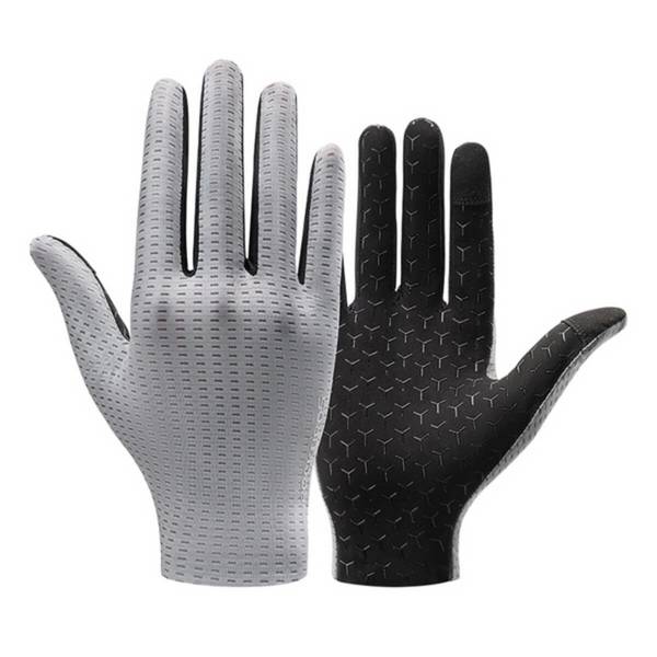 Rockbros Atmungsaktive Vollfinger-Fahrradhandschuhe Grau L