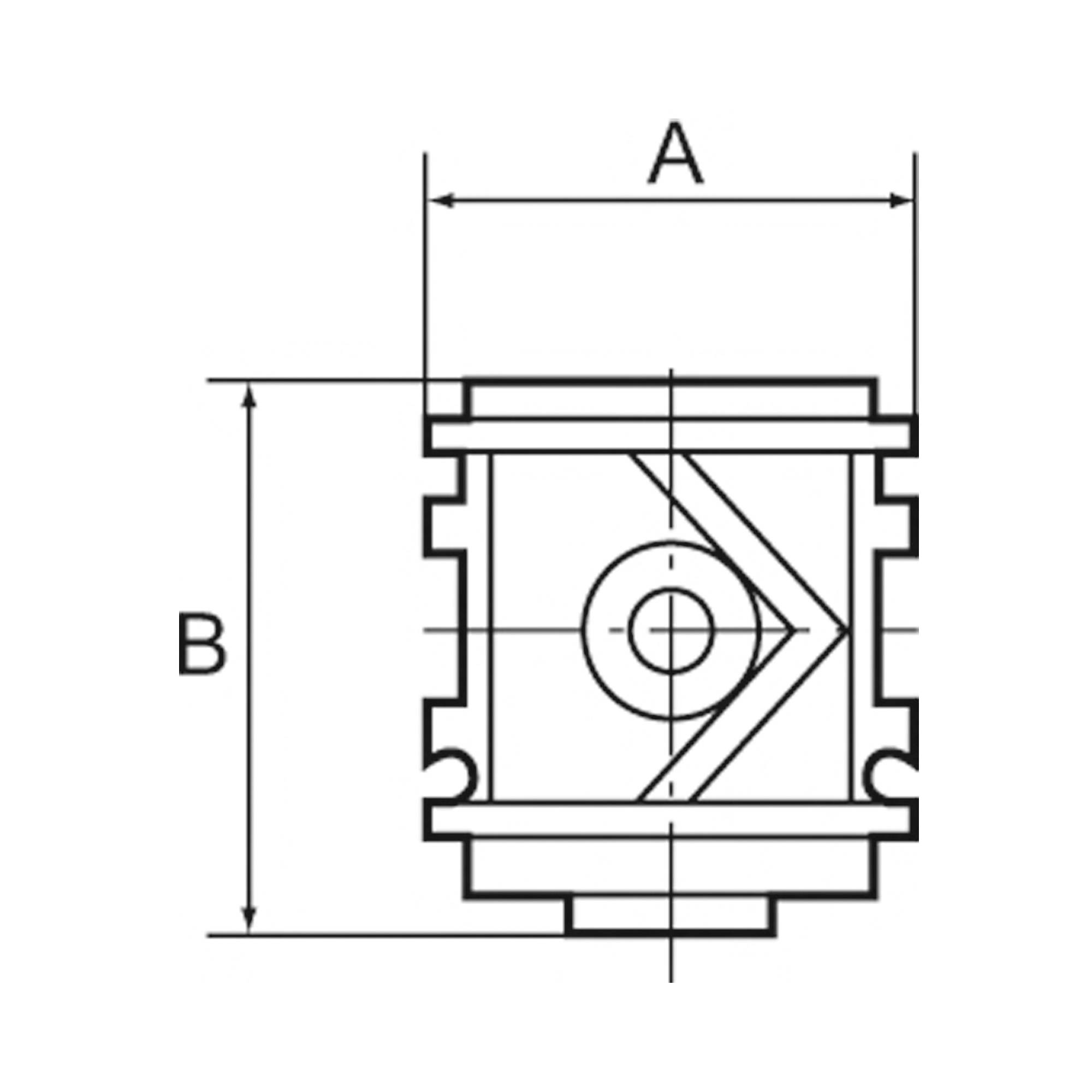 RIEGLER Verteiler »variobloc«, BG 2, G 1/2, mit 4 Abgängen: oben / unten G 3/8 / G 1/2 und vorne / hinten G 1/4. Zur En-2